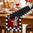 thumbnail image 5 of Red Black Chef Table Runner 90 Inches Long Farmhouse Dress Scarves, Cartoon Cute Watercolor Cooking Checkered Dining Tablerunner for Coffee Table/Kitchen Island/Party Décor, 13" x 90", 5 of 8