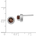 thumbnail image 2 of White Sterling Silver Earring Button Women'S Smoky Quartz Round Diamond 8 mm, 2 of 2