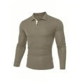 thumbnail image 3 of SANOPY Men's Cropped Long Sleeve Polo Shirts Relaxed Fit Basic Shirt Tops, 3 of 6