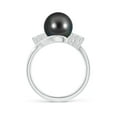 thumbnail image 2 of ANGARA Tahitian Cultured Pearl Bypass Ring with Diamond Trio in 14K White Gold for Women | June Birthstone, Birthday, Anniversary, Jewelry Gift for Women | Pearl Ring, 2 of 9