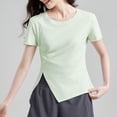thumbnail image 2 of Women's Casual Oversized Solid Color Hooded Short Sleeve T-Shirt Blouse Top Crewneck Loose Fit Soft for Daily Wear Streetwear Loungewear Fashion Essential Gift for Women | CSEONE,Mint Green L, 2 of 9