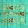thumbnail image 1 of Ahgly Company Machine Washable Indoor Square Abstract Turquoise Blue Modern Area Rugs, 7' Square, 1 of 4