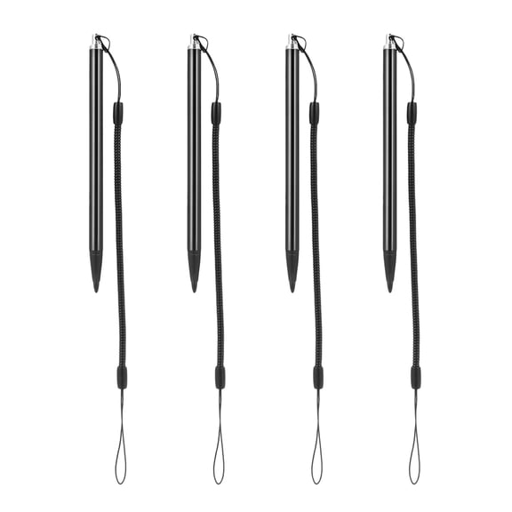 ORDDIART 4Pcs Resistive Touch Screen Pen Black with Smooth Writing and Spring Rope Antiloss Feature