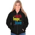 thumbnail image 3 of Faith Hope Love Happy Christian Zip Hoodie Sweatshirt Women Brisco Brands M, 3 of 5