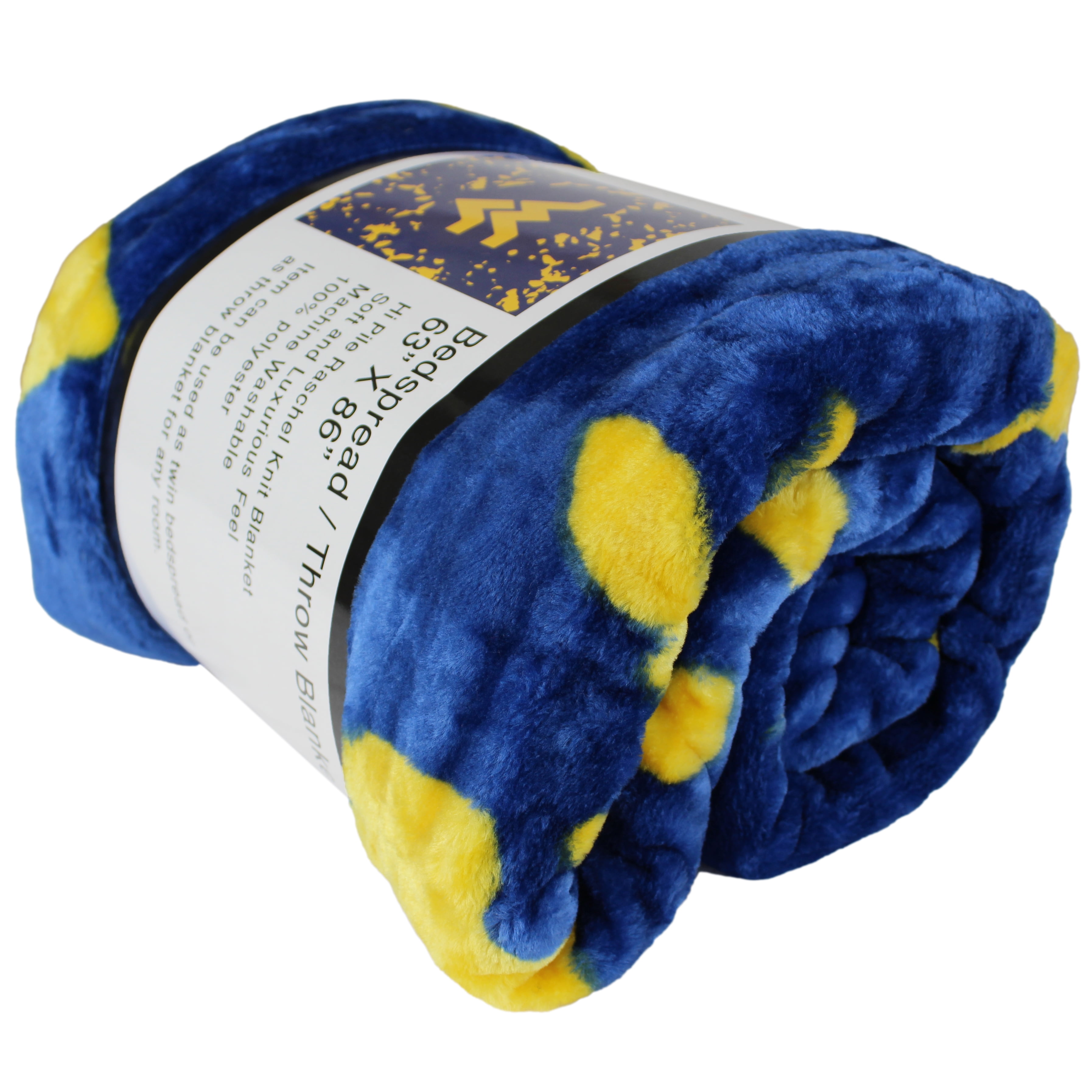 College Covers West Virginia Mountaineers Huge Raschel Throw Blanket, Bedspread, 86" x 63"