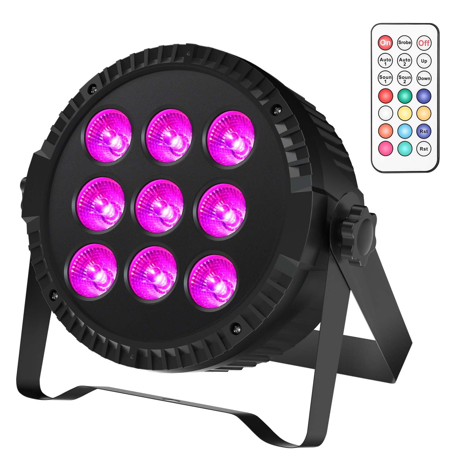 ​JAJALUYA Round 9LED RGBW Par Can 4-Pack - Sound/DMX Control for Stage/DJ/Party​