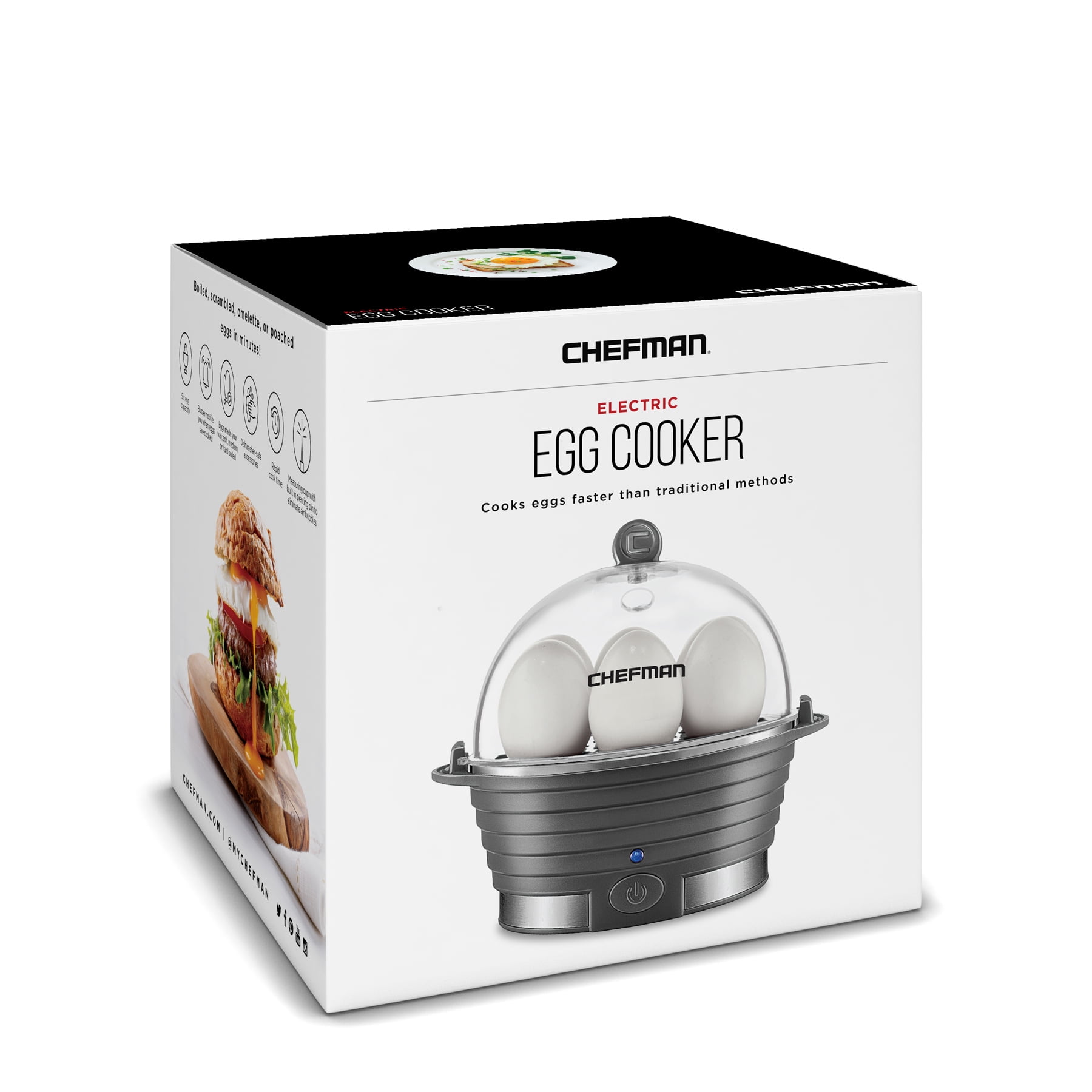Chefman Egg Cooker Electric Countertop Modern Stylish Design Six Capacity ~  New