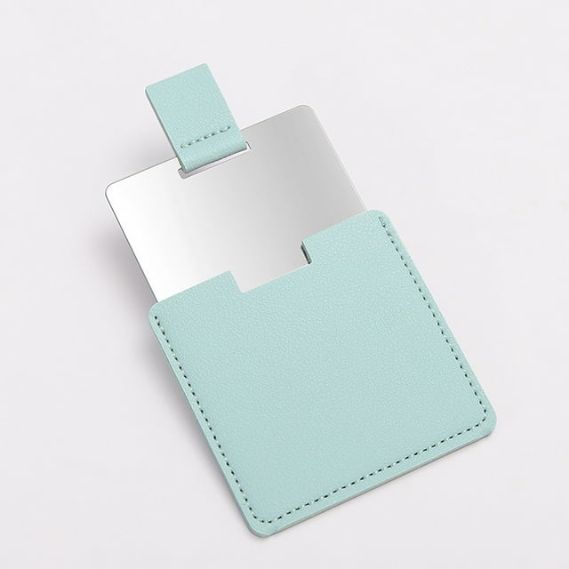 Fiudx Espejo de Tarjeta de Acero Inoxidable Portátil para Evitar Caídas, Espejo de Maquillaje Sin Marco y Funda de Tarjeta, Espejo Pequeño Portátil
