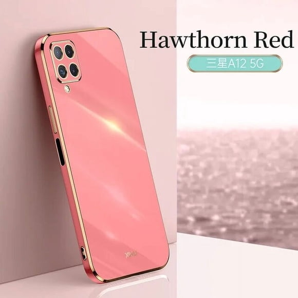 Casing for Samsung Galaxy A12 5G Solid Color Straight Edge 6D Plating Phone Case Soft Cover LXY