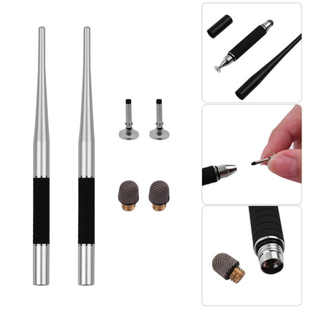 2-in-1 Capacitive Stylus Pen High Precision with Fiber Tip and Disc Tip Metal TouchScreen Pen for Cell Phone Tablet Laptop Writing Drawing Pack of 2pcs