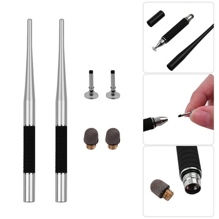 Touch Screen Drawing Stylus 2-in-1 Capacitive Stylus Pen High Precision with Fiber Tip and Disc Tip Metal TouchScreen Pen for Cell Phone Tablet Laptop Writing Drawing Pack of 2pcs Silver&Silver ()