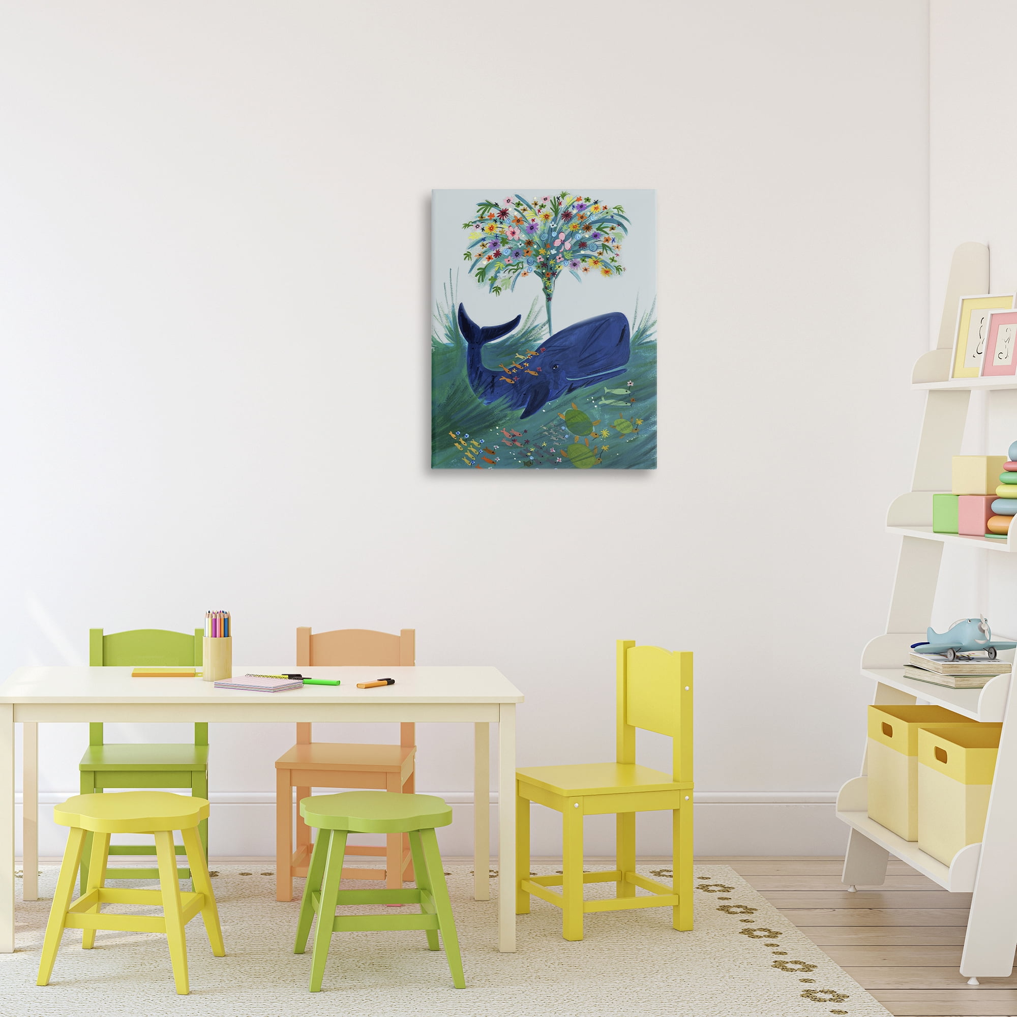 Stupell Industries A Flowery Whale Canvas Wall Art, design by Kay Widdowson