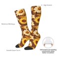 thumbnail image 5 of Picia Women Crew Soft Moisture-wicking Socks Brown Wood Grain Sunflower B Pattern Design Cotton Socks, One Size fit All, 5 of 9