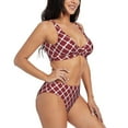 thumbnail image 2 of Kdxio Red Moroccan Print Women's 2 Piece High Waisted Wrap Spaghetti Strap Summer Swimsuit Bikini Set-XX-Large, 2 of 7