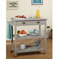 thumbnail image 4 of TMS Oregon 3-Tier Granite Top Rolling Kitchen Island with Drawers and Towel Rack, Gray, 4 of 7