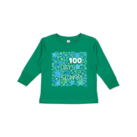 Inktastic 100 Days of School Stars in Blue Boys or Girls Long Sleeve Toddler T-Shirt