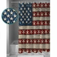 thumbnail image 4 of American Flag Shower Curtain, 66" x 72", Starfish Red Brown Wood Grain Independence Day Waterproof Bathroom Curtain Washable Shower Curtain Set with 12 Hooks, 4 of 6