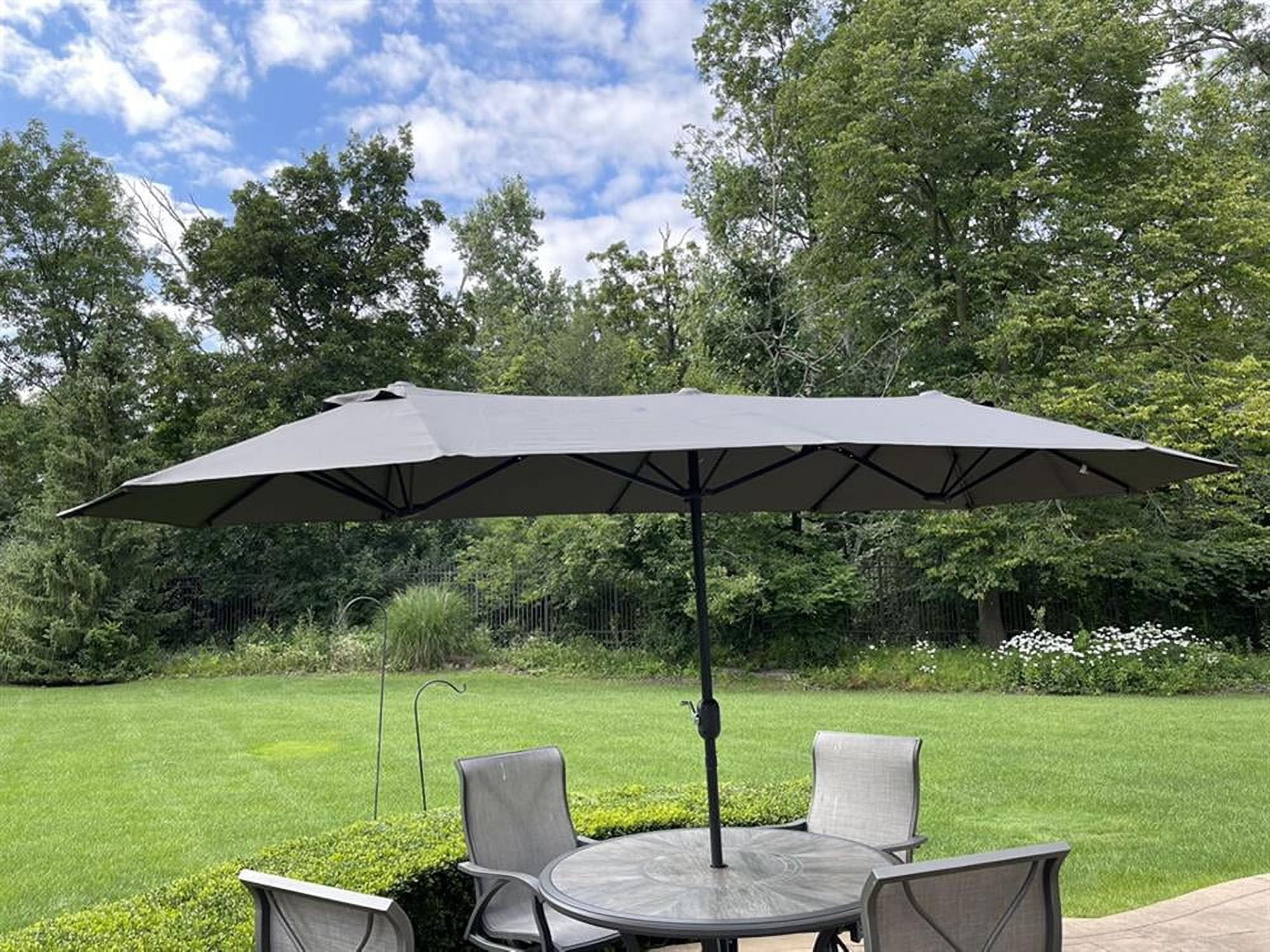 Resenkos Outdoor Garden Umbrella,Market Umbrella,13 Feet Double-Sided Patio Twin Table Umbrella with Crank Handle-Turquoise