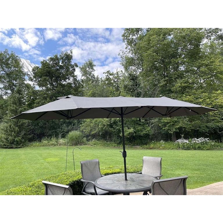Double Sided Patio Table Umbrella with Crank Handle for Outdoor Shade - Turquoise Double Sided Patio Table Umbrella with Crank Handle for Outdoor Shade - Turquoise