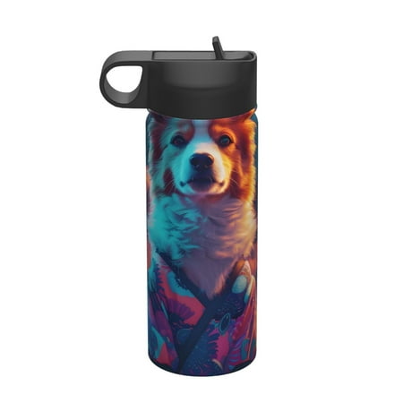 

Qekee Starry Sky White Cloud Puppy Print 18OZ Sports Insulated Kettle Coffee Mug Travel Tea Mug Thermos Cup 18 Stainless Steel Water Bottle For Running Hiking Cycling