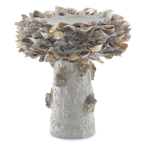 Currey & Company 1200-0052 Outdoor Bird Bath, 13.5" Round, Natural Finish