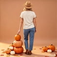 thumbnail image 7 of Halloween Women's Fall Short-Sleeve T-Shirts Autumn Pumpkin Printed Tshirts Western Country Music Graphic Tees White M, 7 of 7