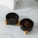 thumbnail image 3 of Cuenco de cerámica para gatos, cuenco para comida para gatos, cuenco para perros, cuenco para agua potable, cuenco doble que protege la columna cervical, cuenco negro para mascotas, 3 of 5