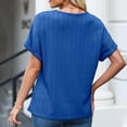 thumbnail image 4 of Homenesgenics Womens Tops under $5 Women's Spring and Summer Solid Color V-Neck Short Sleeved T-shirt Knitted Tops Blue XXL, 4 of 4