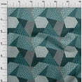thumbnail image 2 of oneOone Cotton Jersey Dusty Teal Blue Fabric Dot|Check & Triangle Geometric Sewing Material Print Fabric By The Yard 58 Inch Wide, 2 of 4