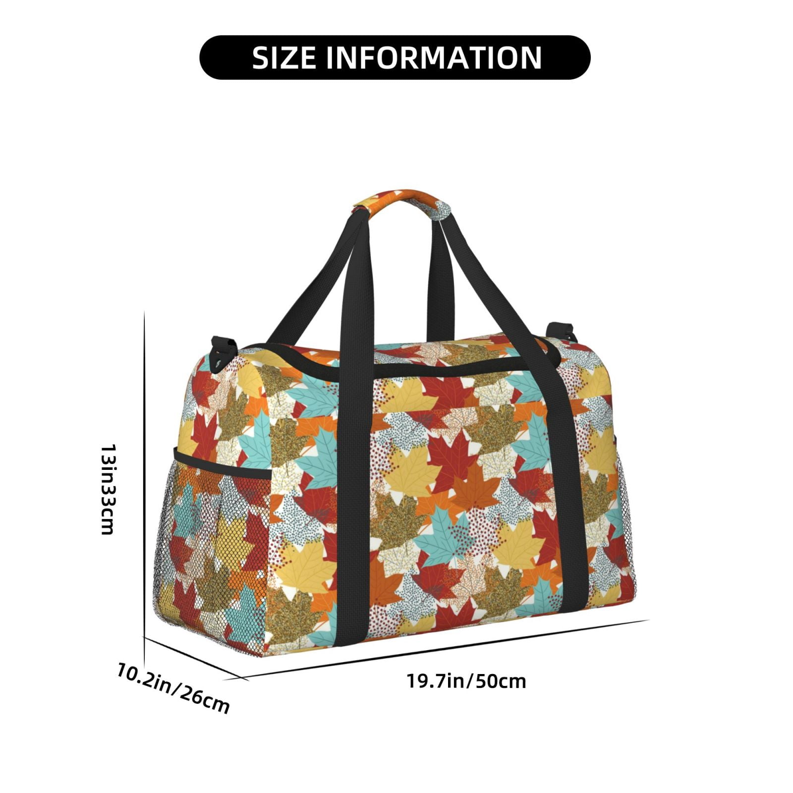 Fuzoiu Fall Maple Leaves Print Travel Duffle Bag,Carry On Tote Bags,Duffel Bag,Sport Gym Bag, Hospital Bag for Labor and Delivery, Overnight Bag,Luggage Bag