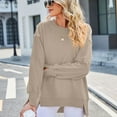thumbnail image 4 of Defitshape Women's Sweatshirt Long Sleeve Pullover Fall Hoodless Fashion Thick Workout Crewneck Winter Pullover Top Khaki Medium, 4 of 4