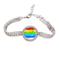 thumbnail image 1 of Stippling Rainbow LGBT Tennis Chain Anklet Bracelet Diamond Jewelry, 1 of 3