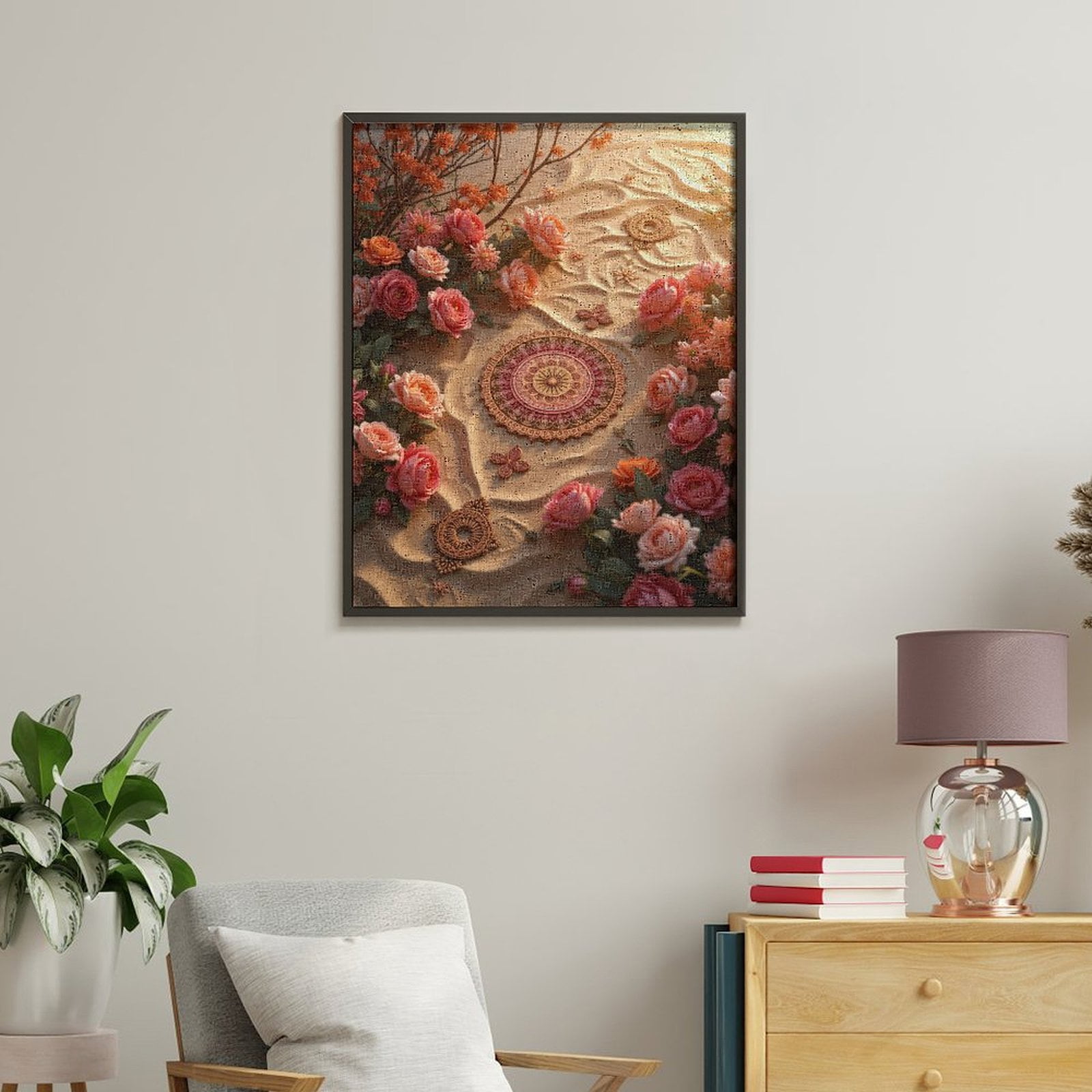 Paint By Numbers Kit for Adults Beginner - Sand Blooms Petals Mandala Art DIY Canvas Painting Kits for Adults, Frameless Paint By Number for Adults for Home Wall Decor 16x20 Inch