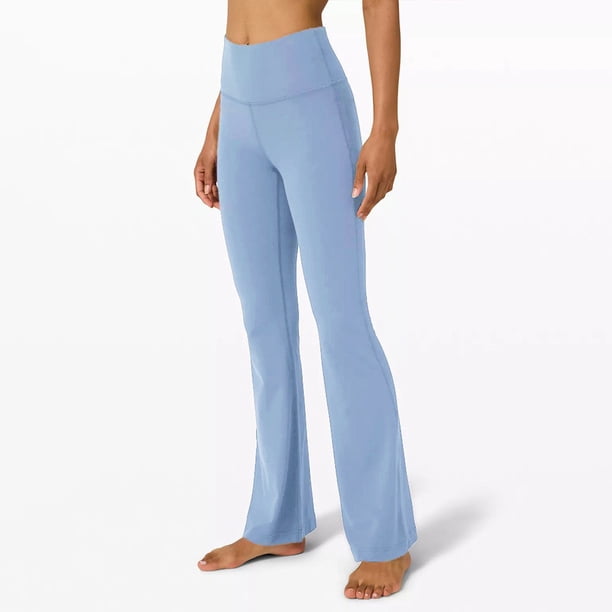 Pantalones de yoga reveladores, pantalones deportivos casuales para mujer, cintura alta, levantamiento de cadera, contracción abdominal, pantalones de yoga de pierna ancha elásticos, micro acampanados