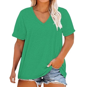 T Shirts For Women Womens Tops Plus Size V Neck T Shirts Short Sleeve Tops Casual Summer Tshirts Loose Fit Tee