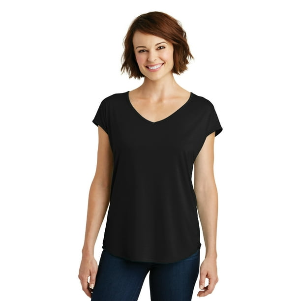 Camiseta drapeada con espalda cruzada para mujer de District Made. DM416 Negro XS Distrito DM416