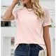 thumbnail image 2 of Verano Encaje Crochet Hallow Camiseta Manga Corta Cuello Redondo Ajuste Suelto Waffle Knit Raglan para Mujer, 2 of 6