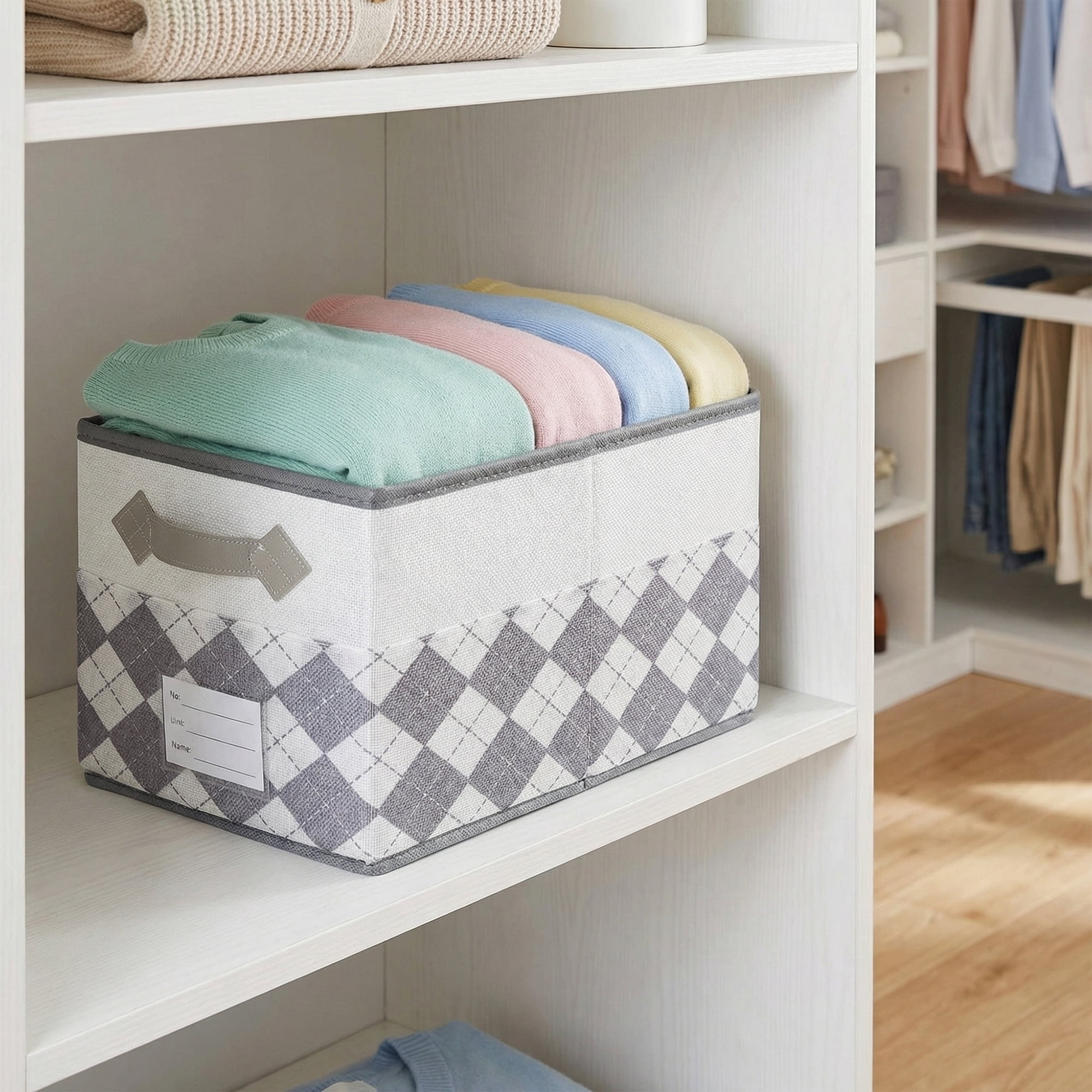 Unique Bargains Storage Basket with Handle for Organizing Light Grey 15"x9.8"x8.3"