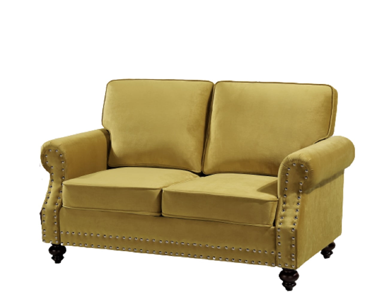 Uspridefurniture Feingold 61.4'' Velvet Rolled Arm Loveseat, Yellow