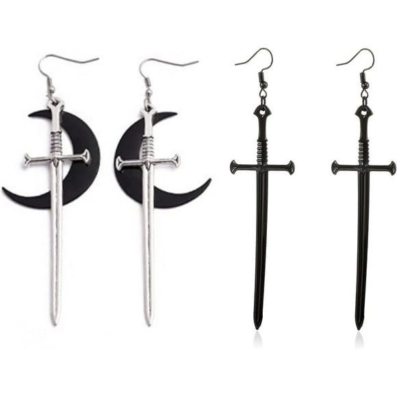 HAHDAXIA Gothic Long Dagger Sword Earrings for Women Punk Style Knife Dangle Drop Earrings for Girls