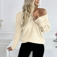 thumbnail image 4 of Erwazi Women's Sweaters Long Solid Color Sweater Fall Winter V Neck Long Sleeve Warm Soft Knitted Pullover, 4 of 5