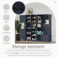 thumbnail image 5 of 66'' Entryway Hall Tree and Storage Cabinet, Multifunctional Left-right Combination Hall Cabinet with Shelf and 4 Hooks, Storage Cabinet/ Hall Tree 2 in 1 for Mudroom, Hallway, Living Room, Blue, 5 of 9