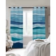 thumbnail image 3 of Ocean Beach Blackout Curtains, Light Blocking Print Window Curtains, Modern Blue Coastal Wave Oil Painting Art Thermal Insulated Window Drapes for Living Room Kitchen Cafe 2 Panels, 55"W x 39"L, 3 of 9