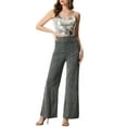 thumbnail image 2 of INSPIRE CHIC Metallic Sparkly High Waist Wide Leg Pants for Women's Trousers Clubwear, 2 of 5