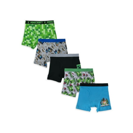 Minecraft Little Boys Boxer Briefs  5 Pack  Sizes 6-8