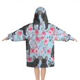 thumbnail image 2 of French Bulldog and Flower Blanket Hoodies for Kids 6-13YR Oversize Wearable Blanket Hoodies for Boys Girls Teens, 2 of 7