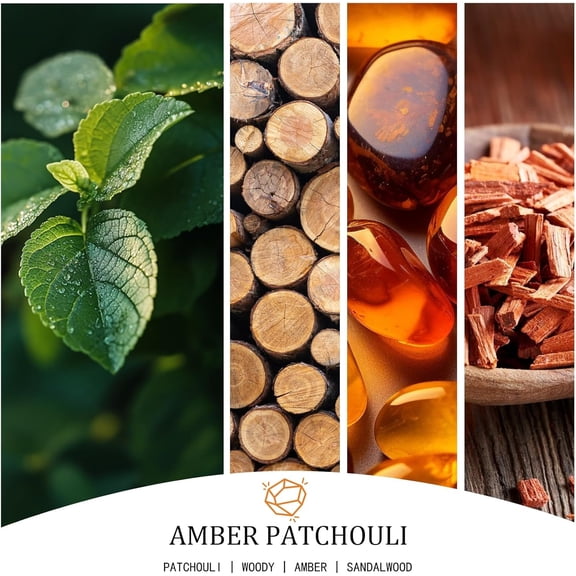 JUNCHI-Amber Patchouli Scented Candle, Large 30oz Natural Soy Candles, 4-Wick 80 Hour Burn Time, Home Fragrance Candles Housewarming Gift for Women Men