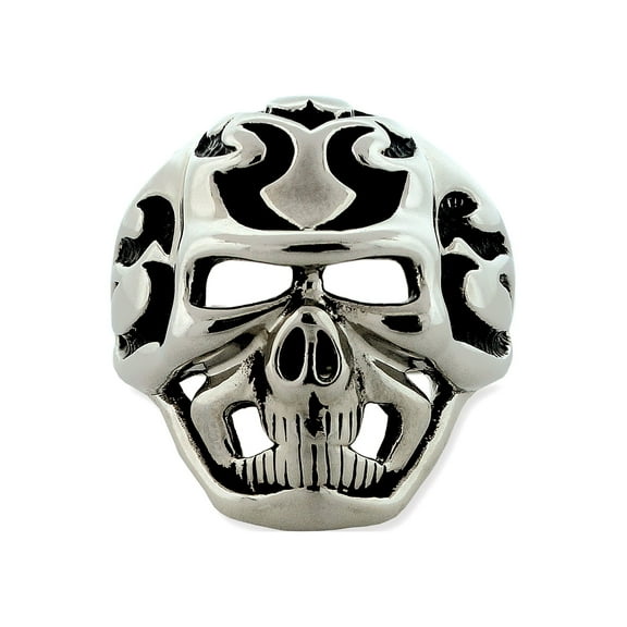 Men's Stainless Steel Scrolled Skull Ring