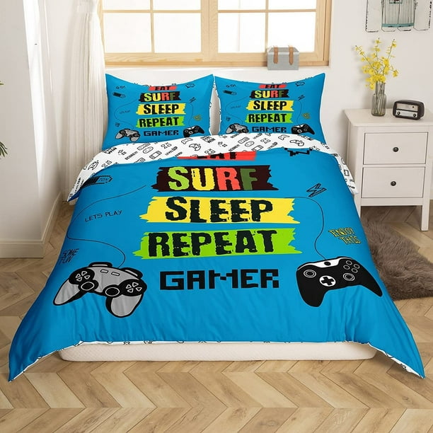 Hippie Gaming Comforter Cover Twin,Kids Boys Video Games