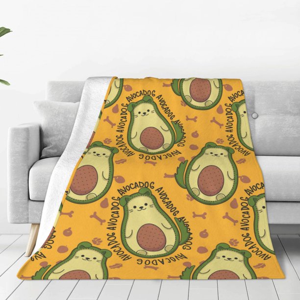 Fotbe Avocado Dog Manta de Franela Acolchonada con Estampado, Súper Suave y Esponjosa, Extra Grande para Sofá, Cama, Uso Todo el Año-40"x30"